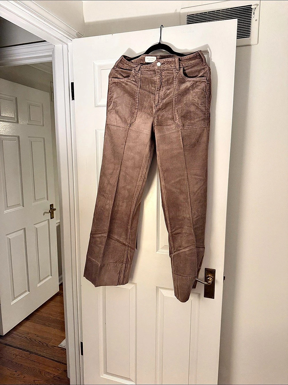 Pilcro Aero Corduroy Wide-Leg Cargo Pants Brown